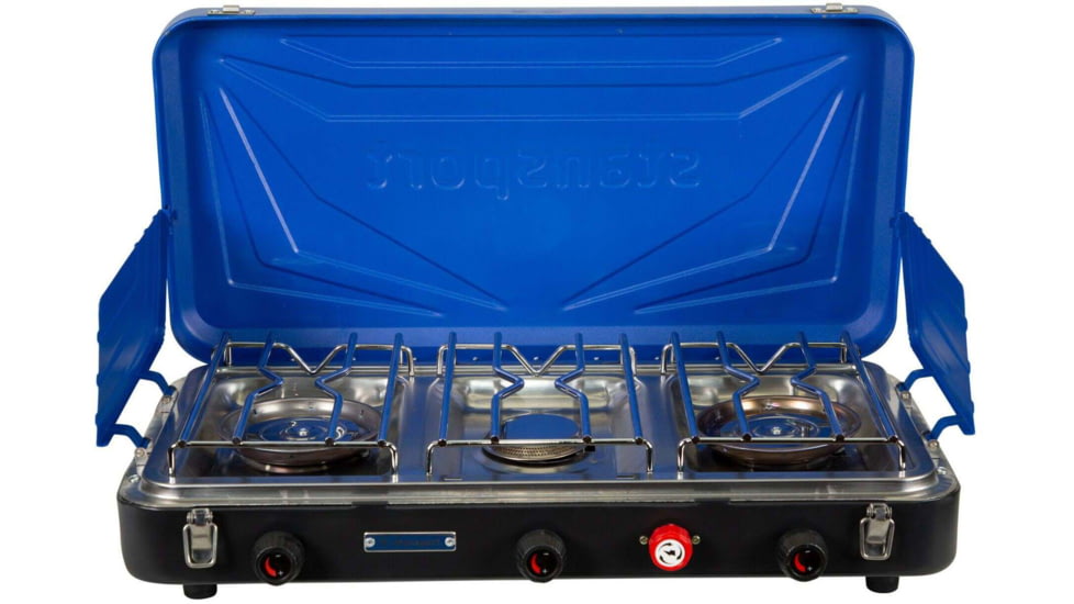 Stansport Propane Stove, w/2 - 25 K and 1-10 K Burners, Blue, 212-300-50