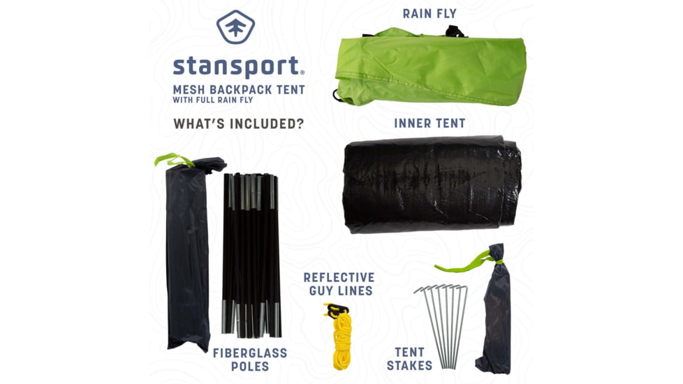 Stansport Star-Lite I Back Pack Tent, w/Fly, Green, 84x60x40in, 723-800