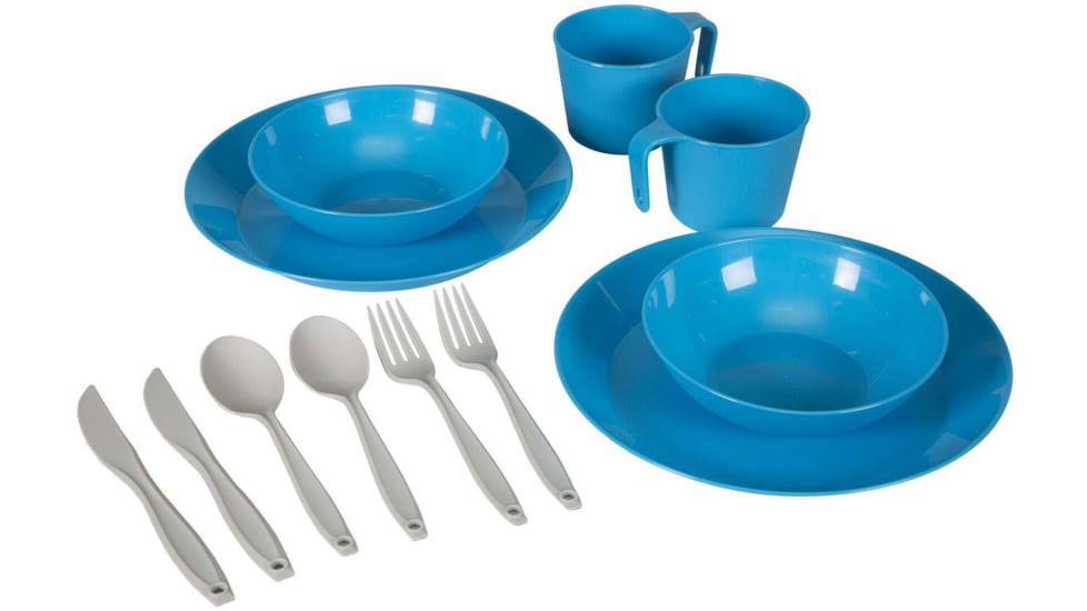Stansport Tableware Set, 2 Person w/Mesh Bag, Blue, 313-200