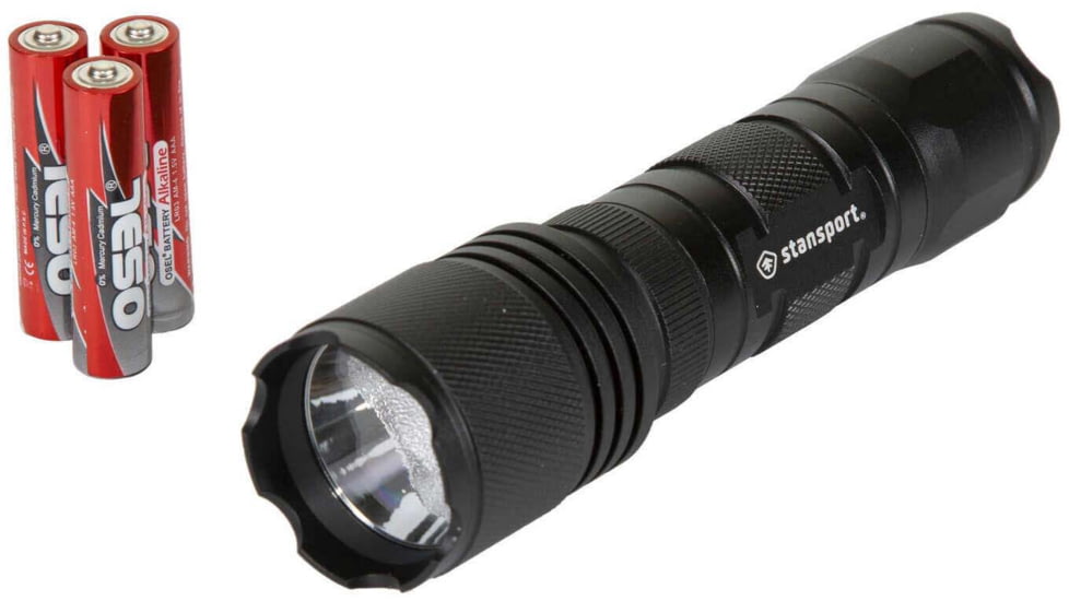 Stansport Tactical Flashlight , 250 Lumens,w/ Batteries, Black, 103-250