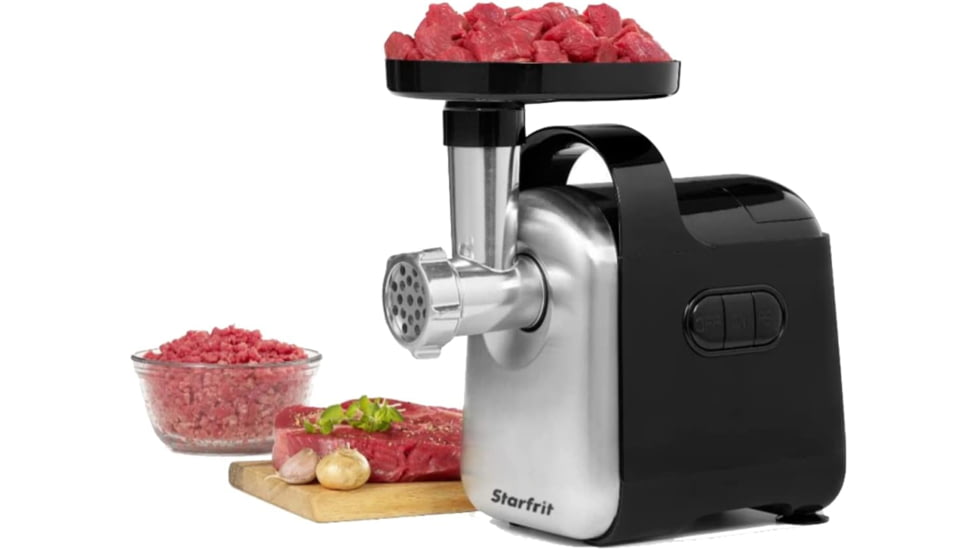 Starfrit 250-Watt Stainless Steel Electric Meat Grinder, Silver/Black, 024708-002-0000