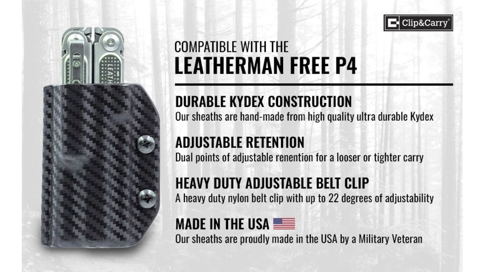 StatGear Kydex Sheath for Leatherman Free P4, Carbon Fiber Red, LP4-CF-RED