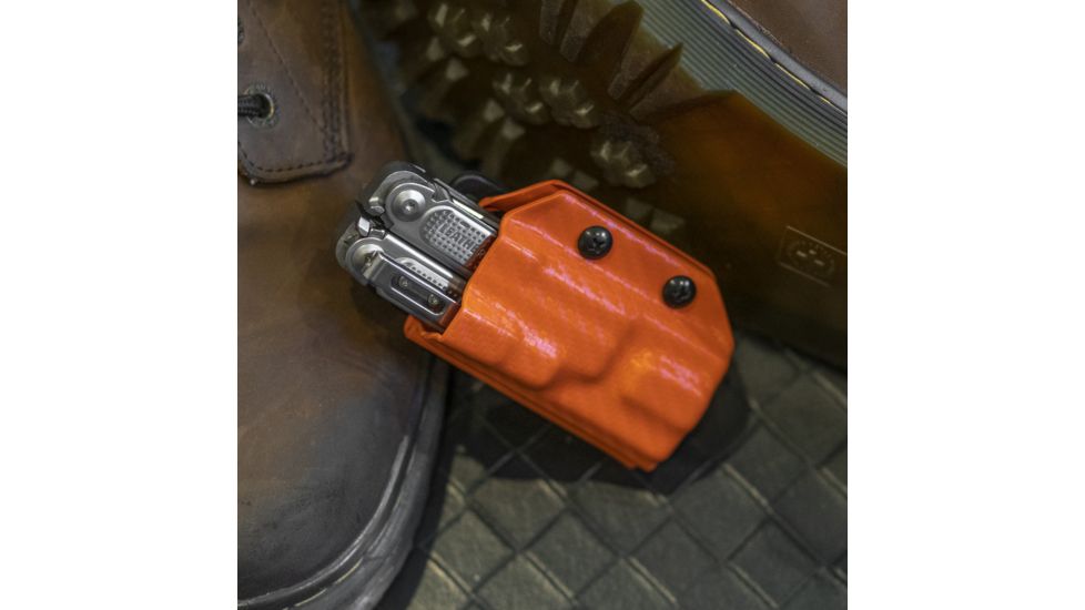 StatGear Kydex Sheath for Leatherman Free P4, Carbon Fiber Orange, LP4-CF-ORNG