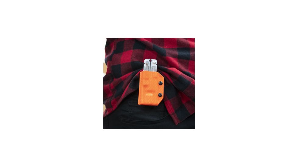 StatGear Kydex Sheath for Leatherman Free P4, Carbon Fiber Orange, LP4-CF-ORNG