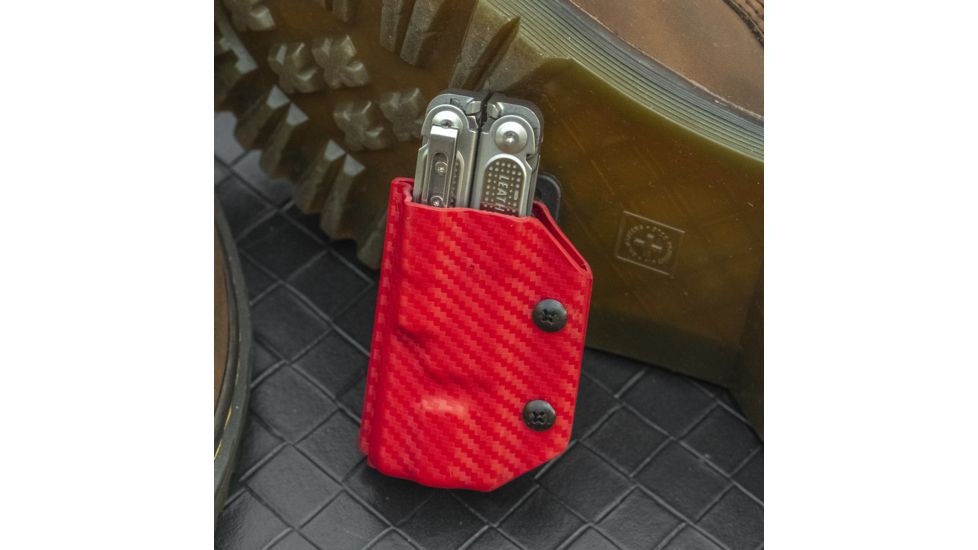 StatGear Kydex Sheath for Leatherman Free P4, Carbon Fiber Red, LP4-CF-RED
