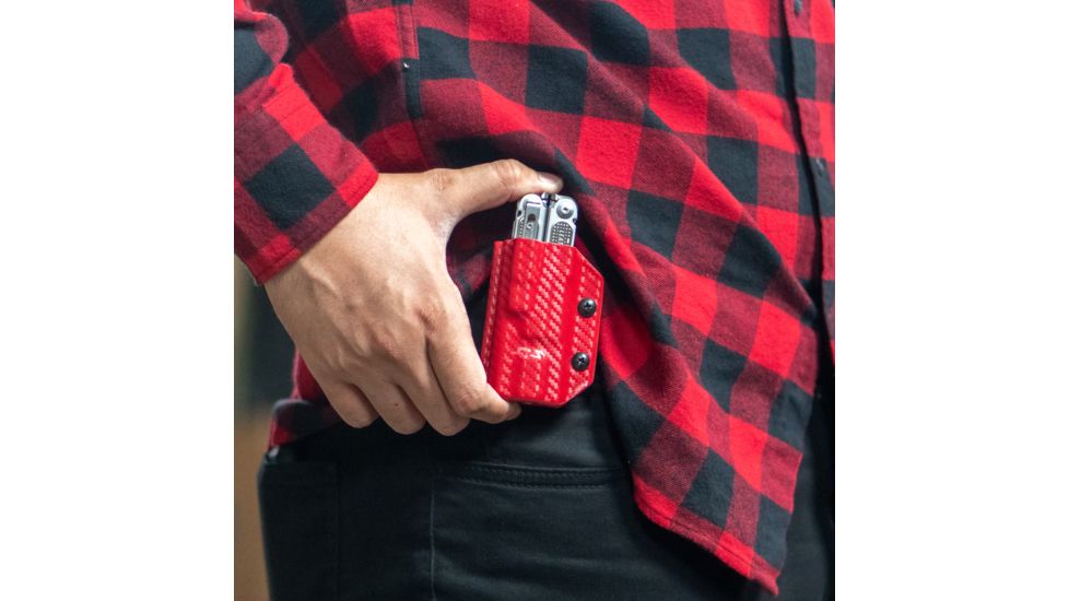 StatGear Kydex Sheath for Leatherman Free P4, Carbon Fiber Red, LP4-CF-RED