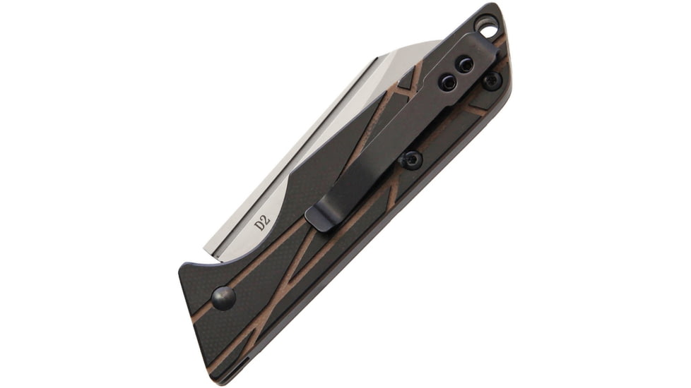 StatGear Ledge Slip Joint Folding Knife, 3.63in Closed, 2.5in Stonewash D2 Tool Steel Blade, Black/Brown G10 Handle, Pocket Clip, Slip Joint, LEDGE-BRN