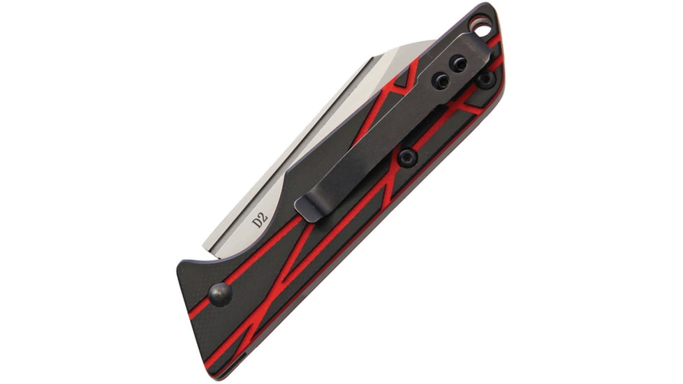 StatGear Ledge Slip Joint Folding Knife, 3.63in Closed, 2.5in Stonewash D2 Tool Steel Blade, Black/Red G10 Handle, Pocket Clip, Slip Joint, LEDGE-RED