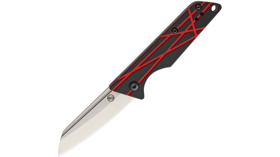 StatGear Ledge Slip Joint Folding Knife, 3.63in Closed, 2.5in Stonewash D2 Tool Steel Blade, Black/Red G10 Handle, Pocket Clip, Slip Joint, LEDGE-RED