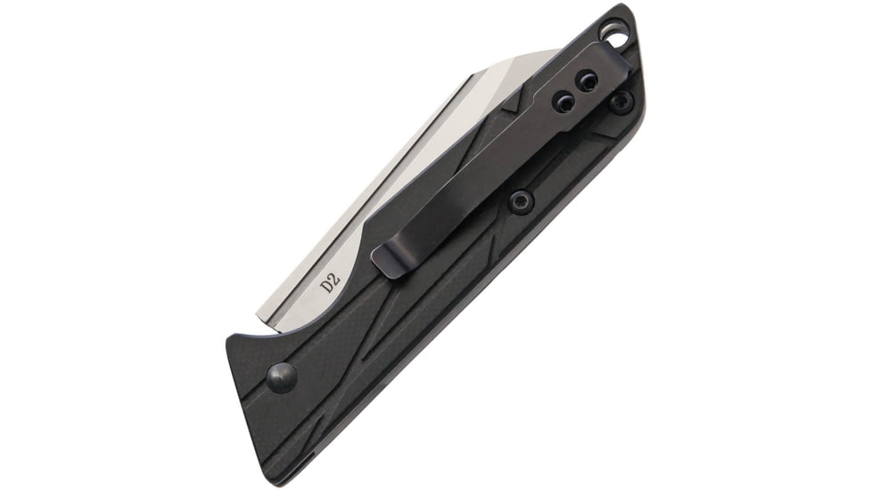 StatGear Ledge Slip Joint Folding Knife, 3.63in Closed, 2.5in Stonewash D2 Tool Steel Sheepsfoot Blade, Black G10 Handle, Slip Joint, Pocket Clip, LEDGE-BLK