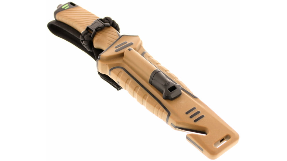 StatGear Surviv-All Outdoor Camping Knife w/ Firestarter &amp; Sharpening Stone, 4.25in, 440 Stainless Steel, Full Tang, Rubber, Brown, 99416