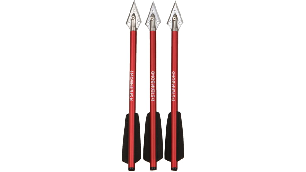 Steambow AR-Series Broadhead Arrows, Set of 3, Red, 250