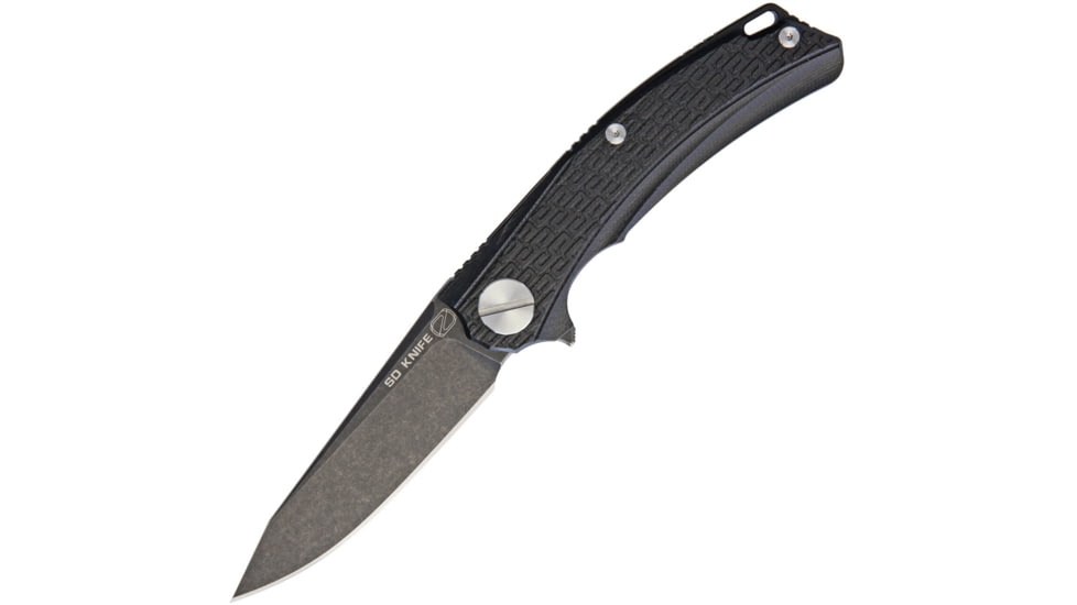 Stedemon BG01 Linerlock Folding Knife, 4.5in Closed, 3.5in Black Stonewash 12C27 Sandvik SS Drop Point, Black Textured G10 Handle, Pocket Clip, Black, BG0105