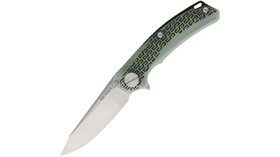 Stedemon BG01 Linerlock Folding Knife, 4.5in Closed, 3.5in Satin 12C27 Sandvik SS Drop Point, Jade Textured G10 Handle, Pocket Clip, Jade, BG0103