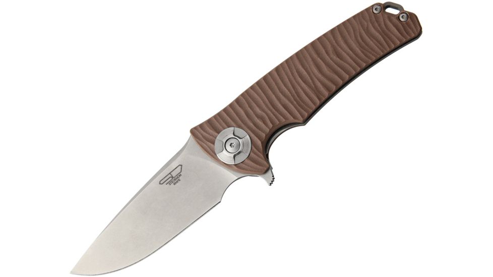 Stedemon DSG Linerlock Brown Folding Knife,3.625in,Drop Point,Stonewash,Brown,G10 Handle STEDSG03