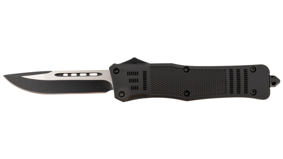 Steel River Knives Spartan Automatic Folding Knife, 3.75in, 440C Stainless Steel, Drop Point Blade, Silver/Black, Black Handle, T620DP