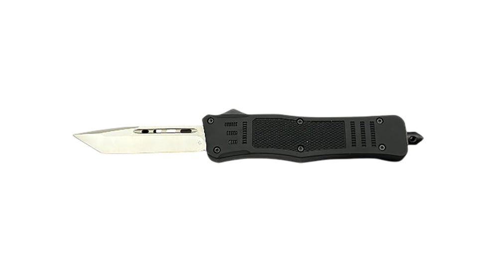 Steel River Knives MT620 Lightweight Automatic Folding Knife, 3.75in, D2 Steel, Tanto Blade, Aluminum Black Handle, MT620BULT