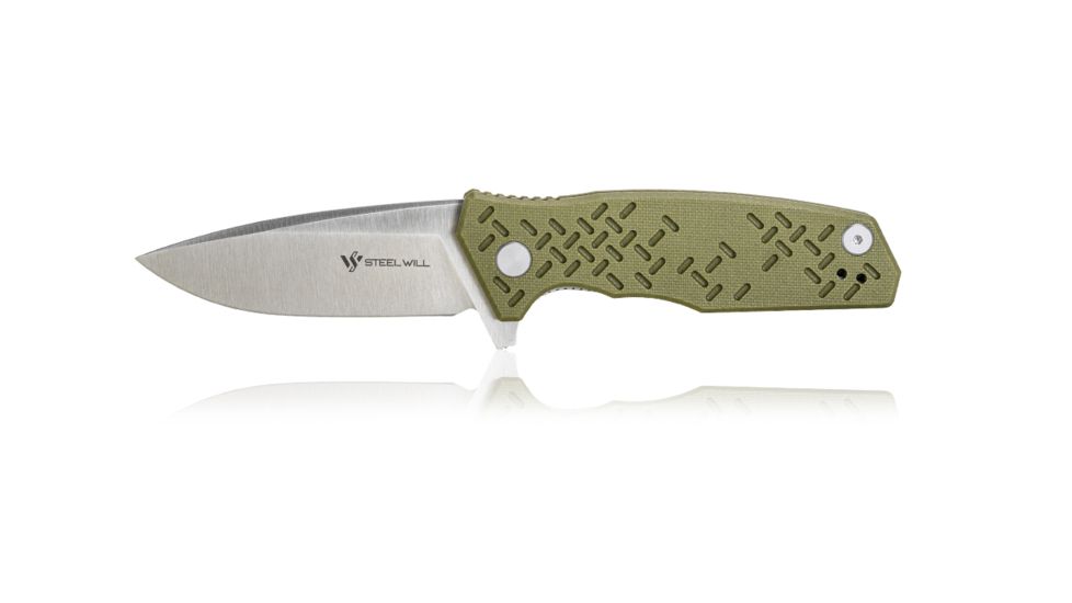 Steel Will Chatbot F14-02 Folding Knife, 3.15in, D2 Steel, Stainless Steel Blade, Green, G10 Handle, F14-02