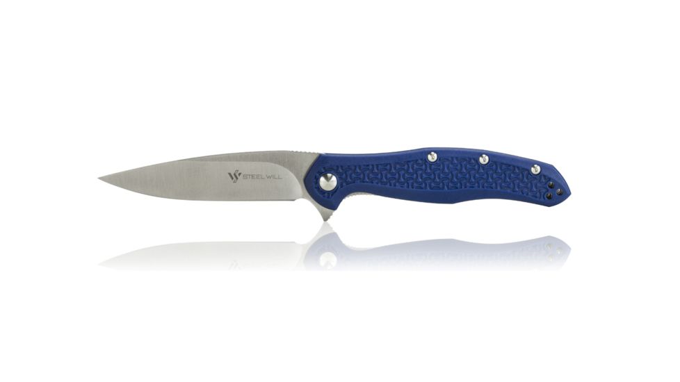 Steel Will Intrigue Folding Knife, 3.27in, D2 Steel, FRN Handle, Blue Back Spacer, Satin Finish, Stainless Steel/Blue F45M-16