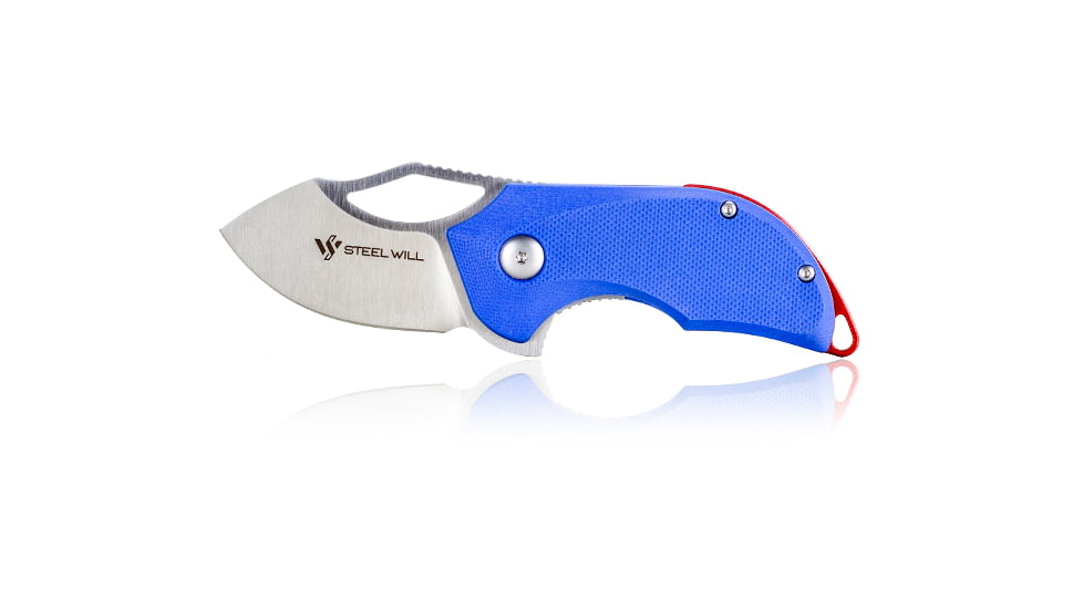 Steel Will Kobold Folding Knife, 1.75in, D2, Drop Point, Satin Blade, G10 Anodized Handle, Blue, SWF66-14