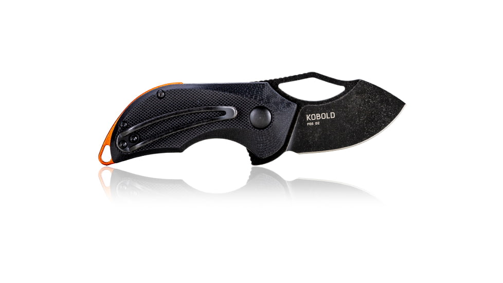 Steel Will Kobold Folding Knife, 1.75in, D2, Drop Point, Stonewashed Black Blade, G10 Anodized Handle, Black, SWF66-04