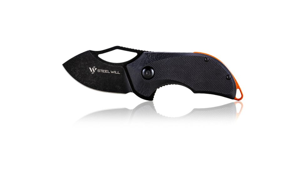 Steel Will Kobold Folding Knife, 1.75in, D2, Drop Point, Stonewashed Black Blade, G10 Anodized Handle, Black, SWF66-04