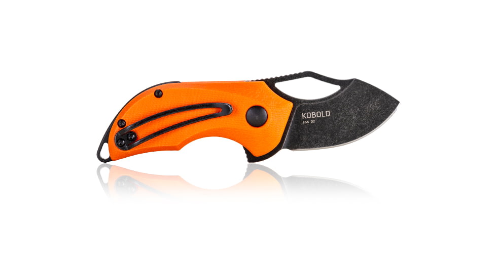 Steel Will Kobold Folding Knife, 1.75in, D2, Drop Point, Stonewashed Black Blade, G10 Anodized Handle, Orange, SWF66-22