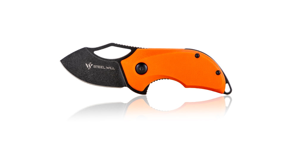 Steel Will Kobold Folding Knife, 1.75in, D2, Drop Point, Stonewashed Black Blade, G10 Anodized Handle, Orange, SWF66-22