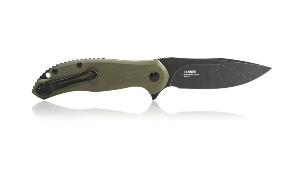 Steel Will Lanner Folding Knife, 3.75in D2 Steel Blade, Black Coated, Green Handle F35-33