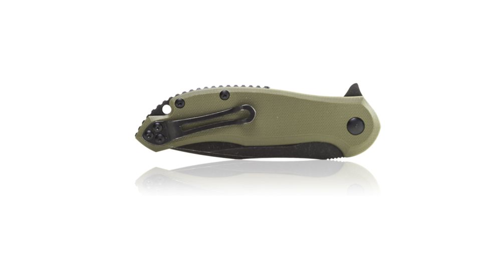 Steel Will Lanner Folding Knife, 3.75in D2 Steel Blade, Black Coated, Green Handle F35-33