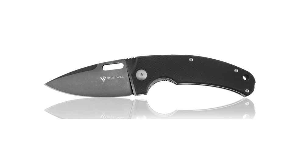 Steel Will Piercer Folding Knife, 3.2in D2 Steel Blade, Black Stonewash, F40-09