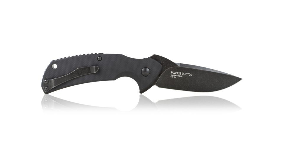 Steel Will Plague Doctor Folding Knife, 9.6in, D2, G10, Liner Lock, Black/Black F16-03