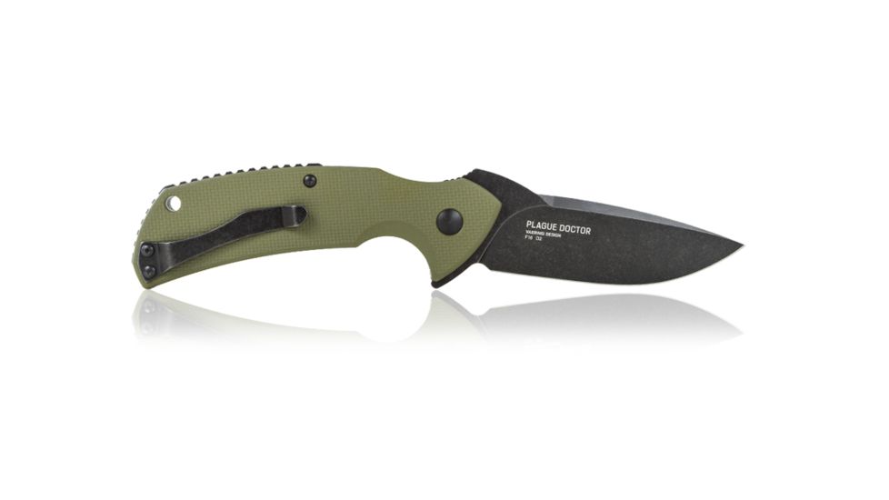 Steel Will Plague Doctor Folding Knife, 9.6in, D2, G10, Liner Lock, Black/Green F16-33