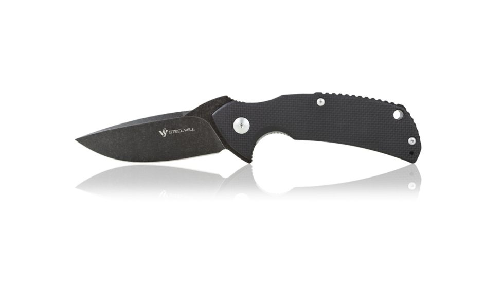 Steel Will Plague Doctor Folding Knife, 3.4in, D2 Steel, G10 Handle, Black Stonewash Finish, Black/Black F16M-09
