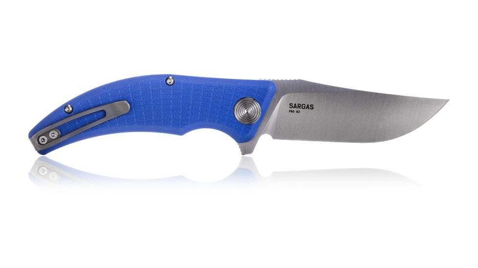 Steel Will Sargas Folding Knife, 3.25in, D2, Clip Point, Satin Blade, G10 Anodized Handle, Blue, SWF60-11