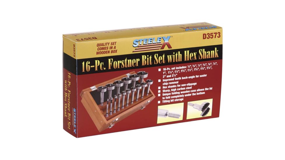 Steelex 16 pc. Forstner Hex Shank Bit Set, 1/4in 2-1/8in D3573