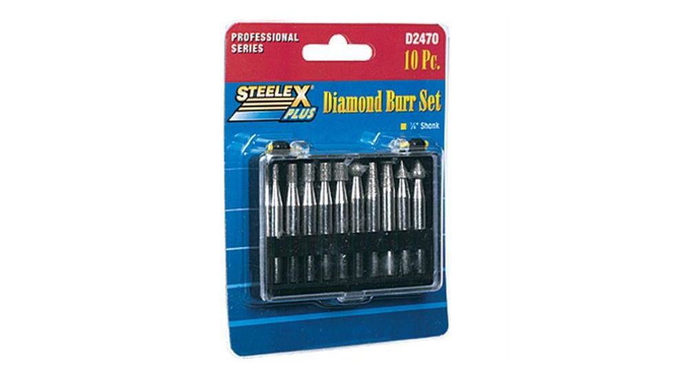 Steelex Plus Diamond Grit Burr Set, 150 Grit, 10 pc., 1/4in. Shank D2470
