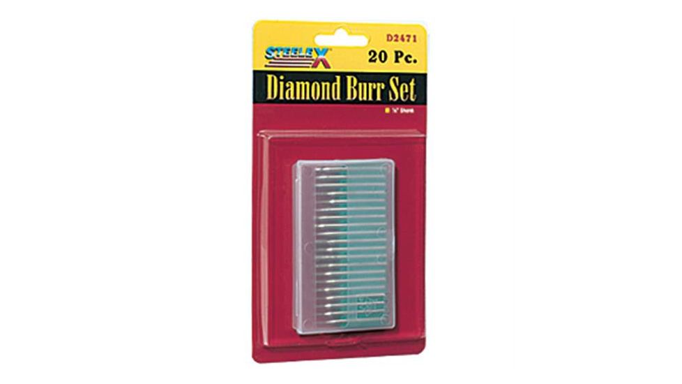 Steelex Plus Diamond Grit Burr Set, 150 Grit, Mini Set, 20 pc., 1/8in. Shank D2471