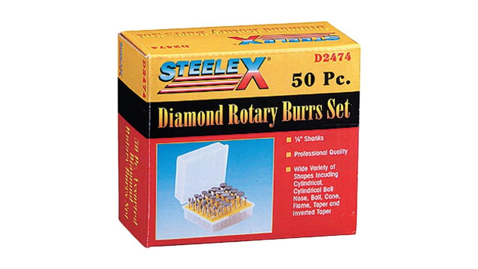 Steelex Plus Diamond Grit Burr Set, 180 Grit, 50 pc., 1/8in. Shank D2474