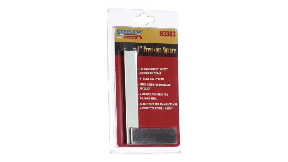 Steelex Hardened Tempered Steel Precision Square, Polished, 4 in. Blade Length, 3 in. Beam Length D3383