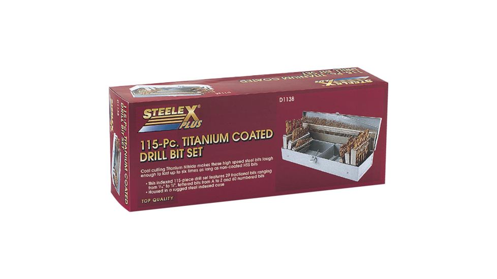 Steelex Plus 115 pc. TiN Coated HSS Drill Bit Set in Steel Index D1138