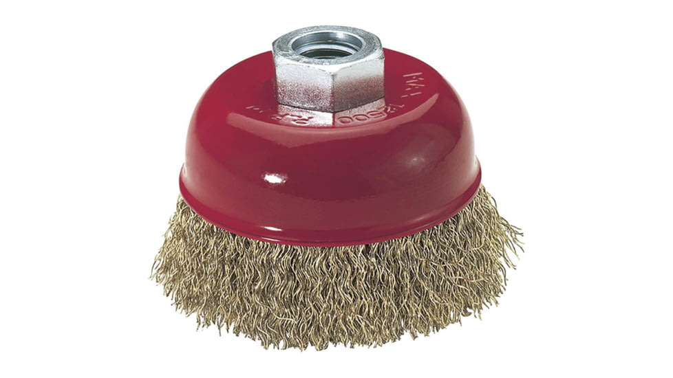 Steelex Plus 2-1/2in Brass Coated Crimped Steel Wire Cup Brush M10-1.5mm Thread D2294