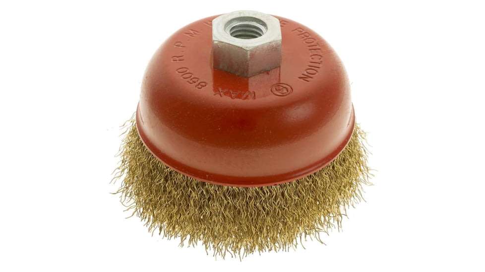 Steelex Plus 4in Brass Coated Crimped Steel Wire Cup Brush M14-2mm Thread D2292