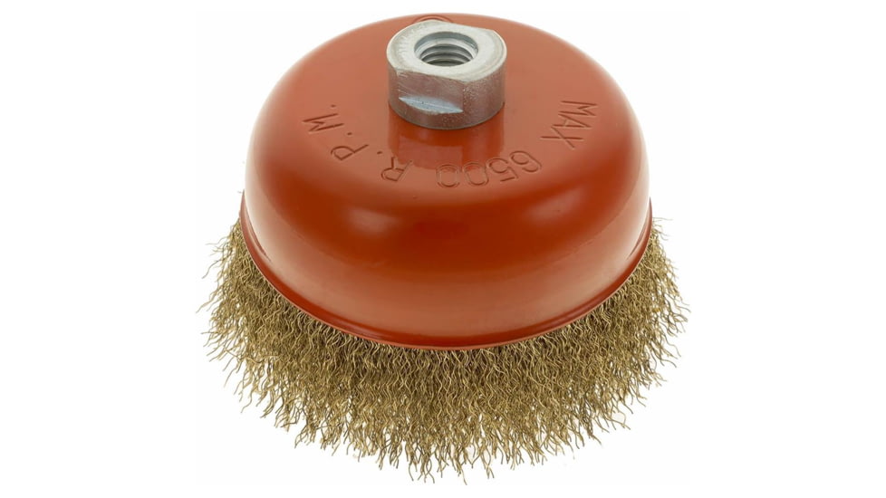 Steelex Plus 5in Brass Coated Crimped Steel Wire Cup Brush M14-2mm Thread D2293