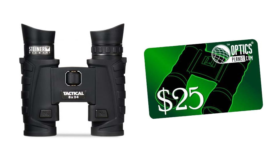 Steiner 8x24 T24 Tactical Binocular and FREE 25 OpticsPlanet Gift Certificate