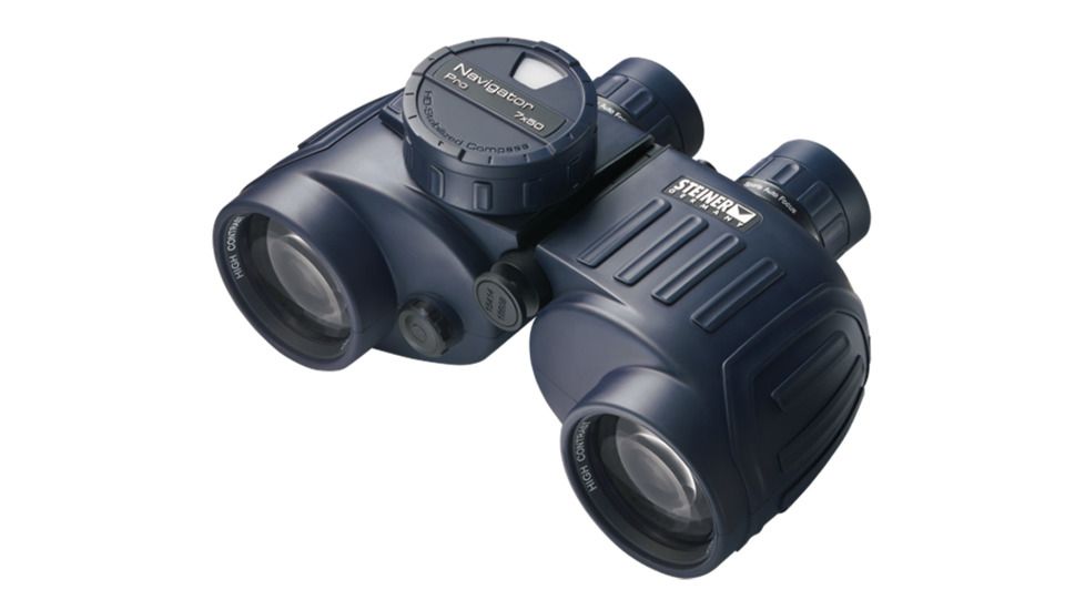Steiner Navigator Pro 7x50mm Porro Prism Binocular, w/Compass, NBR Long Life Rubber Armoring, Navy Blue, 7155