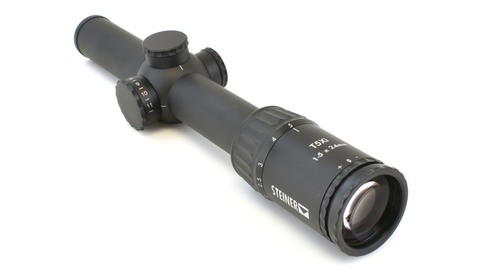 Steiner T5Xi 1-5x24 mm Rifle Scope, 30mm Tube, Second Focal Palne, Red 3TR / 5.56 mm Reticle, Matte, Black, 5101