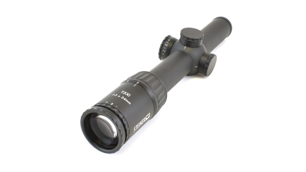 Steiner T5Xi 1-5x24 mm Rifle Scope, 30mm Tube, Second Focal Palne, Red 3TR / 5.56 mm Reticle, Matte, Black, 5101