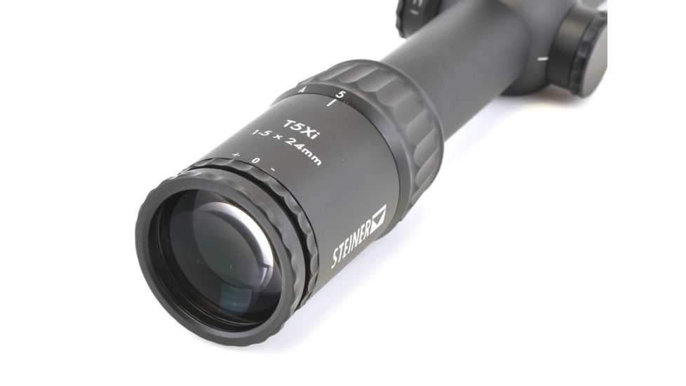 Steiner T5Xi 1-5x24 mm Rifle Scope, 30mm Tube, Second Focal Palne, Red 3TR / 5.56 mm Reticle, Matte, Black, 5101