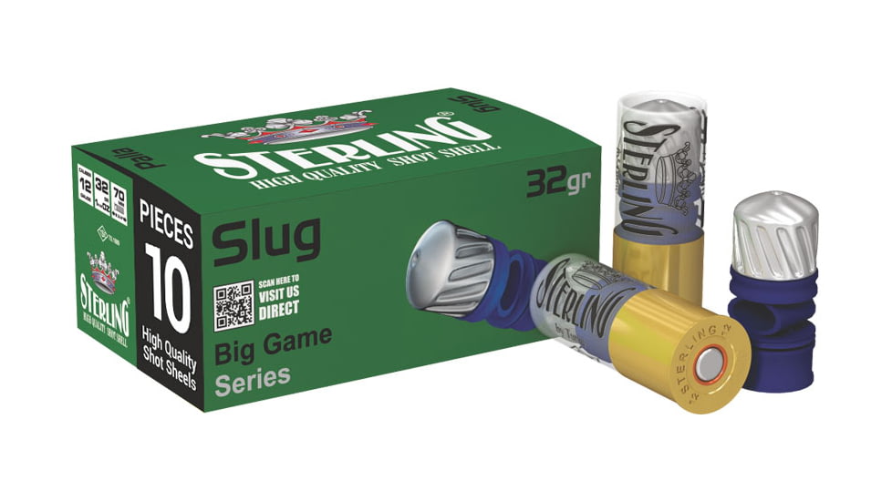 Sterling Big Game 12 GA 1-5/32oz 2.75in Centerfire Shotgun Slug Ammunition, 10 Rounds, 201.12.TEK